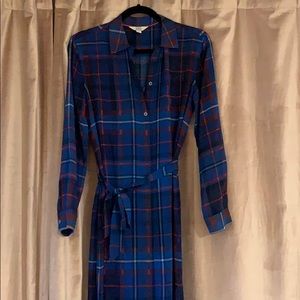 Gigi Hadid x Tommy Hilfiger Long Blue Plaid Dress